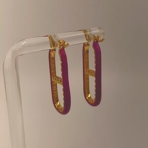 Emma Pills THE OG Earings Purple Enamel Gold Clear Crystals